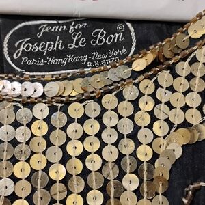 Joseph Le Bon Black Sequin Fringe Blouse - Gold Sequins